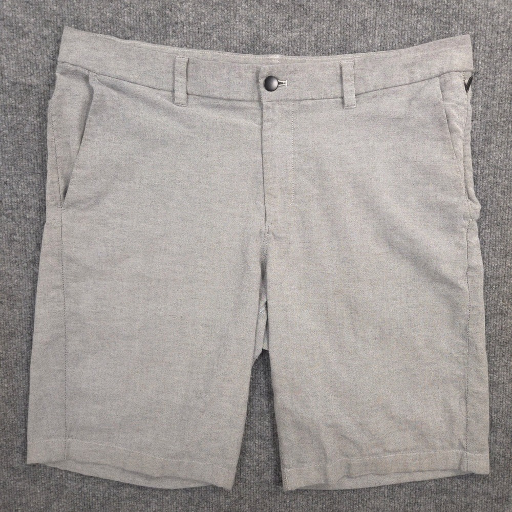 Lululemon Commission Qwick Oxford Shorts Mens *37* Black White Chinos 11" Inseam